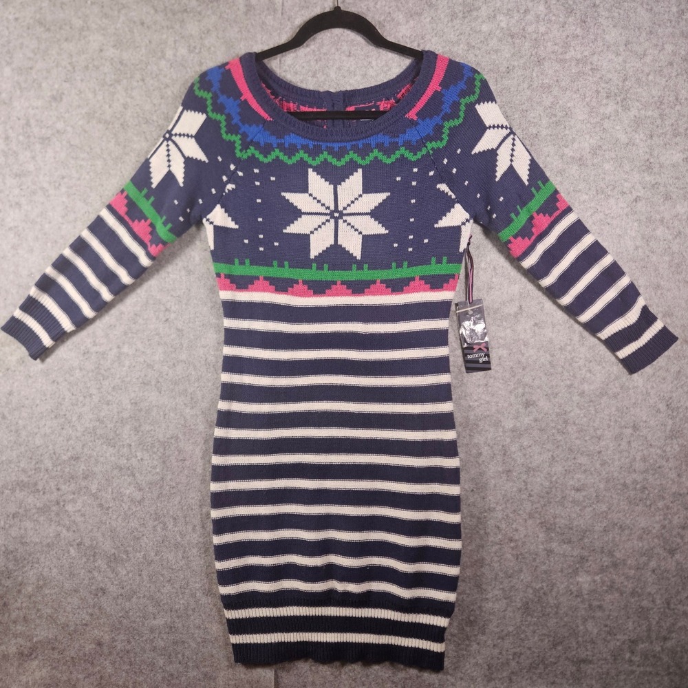 NWT Tommy Girl Girls Sweater Dress Fair Isle Snowflake Holiday Posh Festive Sz S